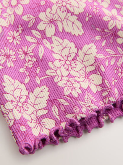 Purple Floral Short Sleeve Rib T-Shirt (3mths-7yrs) image 7