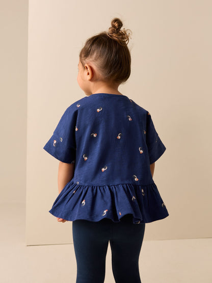 Navy Puffin Short Sleeve Peplum T-Shirt (3mths-7yrs) image 3