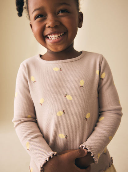 Dsiney Kidz - Neutral Lemon Print Rib Long Sleeve T-Shirt (3mths-7yrs) image 1