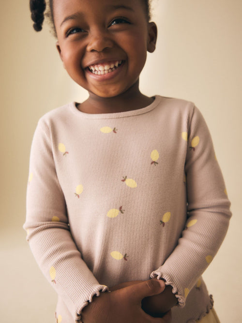 Dsiney Kidz - Neutral Lemon Print Rib Long Sleeve T-Shirt (3mths-7yrs) image 1