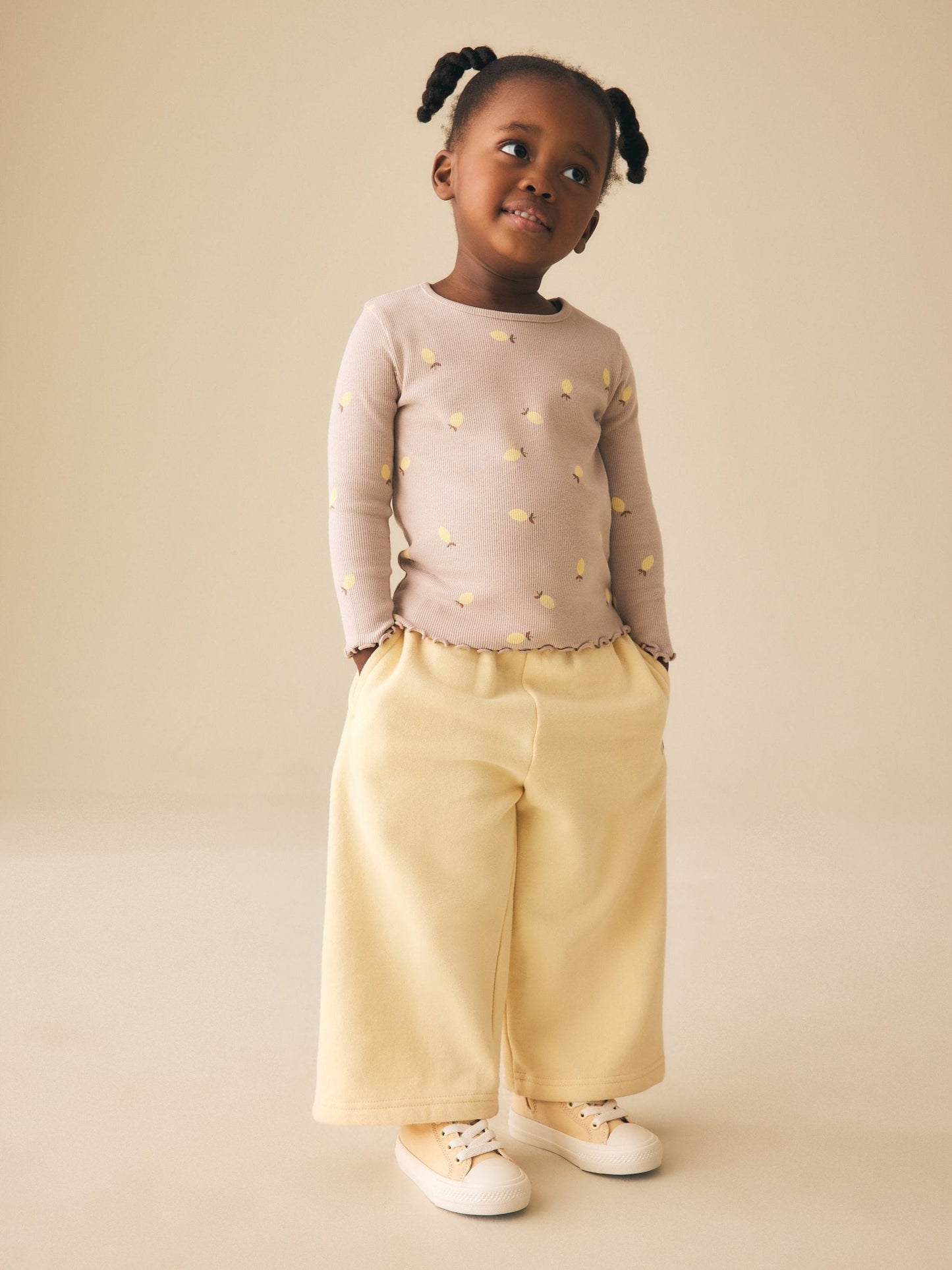 Dsiney Kidz - Neutral Lemon Print Rib Long Sleeve T-Shirt (3mths-7yrs) image 2
