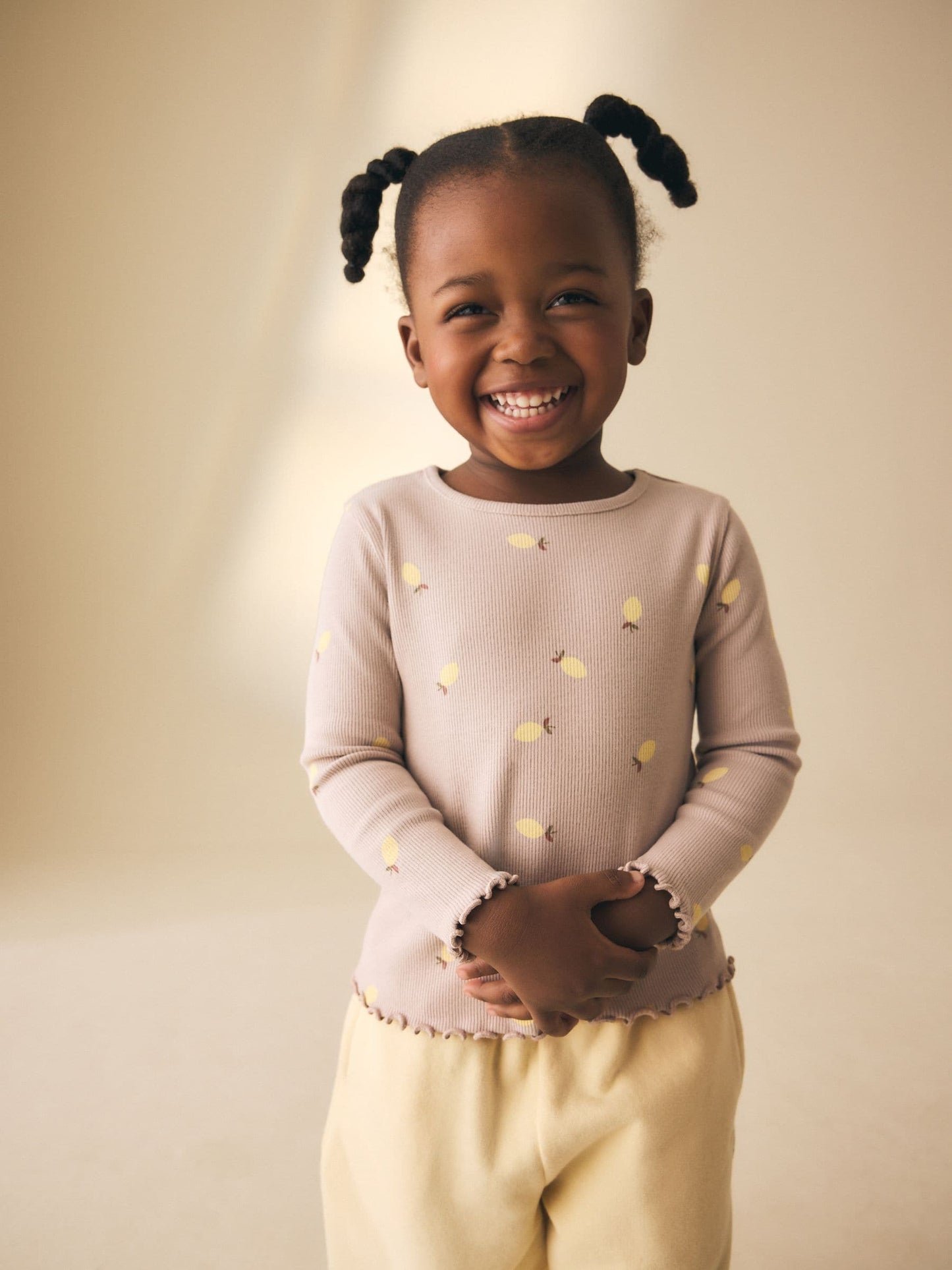 Dsiney Kidz - Neutral Lemon Print Rib Long Sleeve T-Shirt (3mths-7yrs) image 4