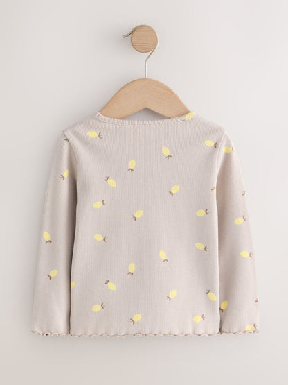 Dsiney Kidz - Neutral Lemon Print Rib Long Sleeve T-Shirt (3mths-7yrs) image 6