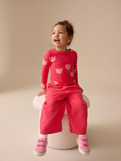 Dsiney Kidz - Pink/Red Flower Rib Long Sleeve T-Shirt (3mths-7yrs) image 2