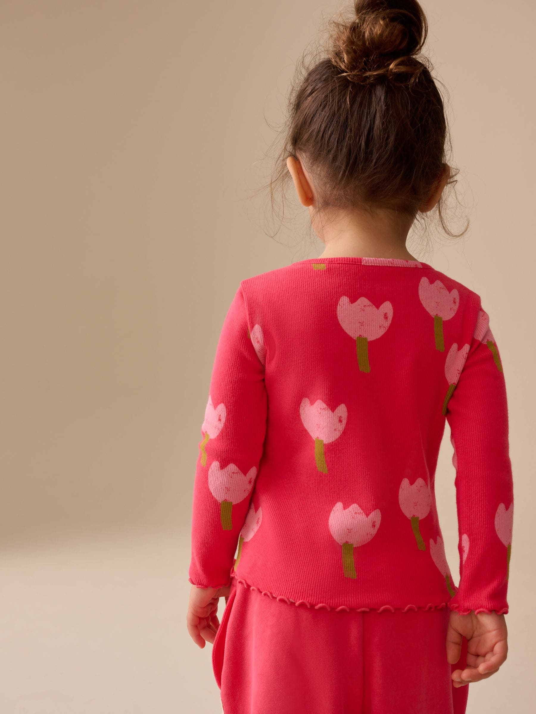 Dsiney Kidz - Pink/Red Flower Rib Long Sleeve T-Shirt (3mths-7yrs) image 3