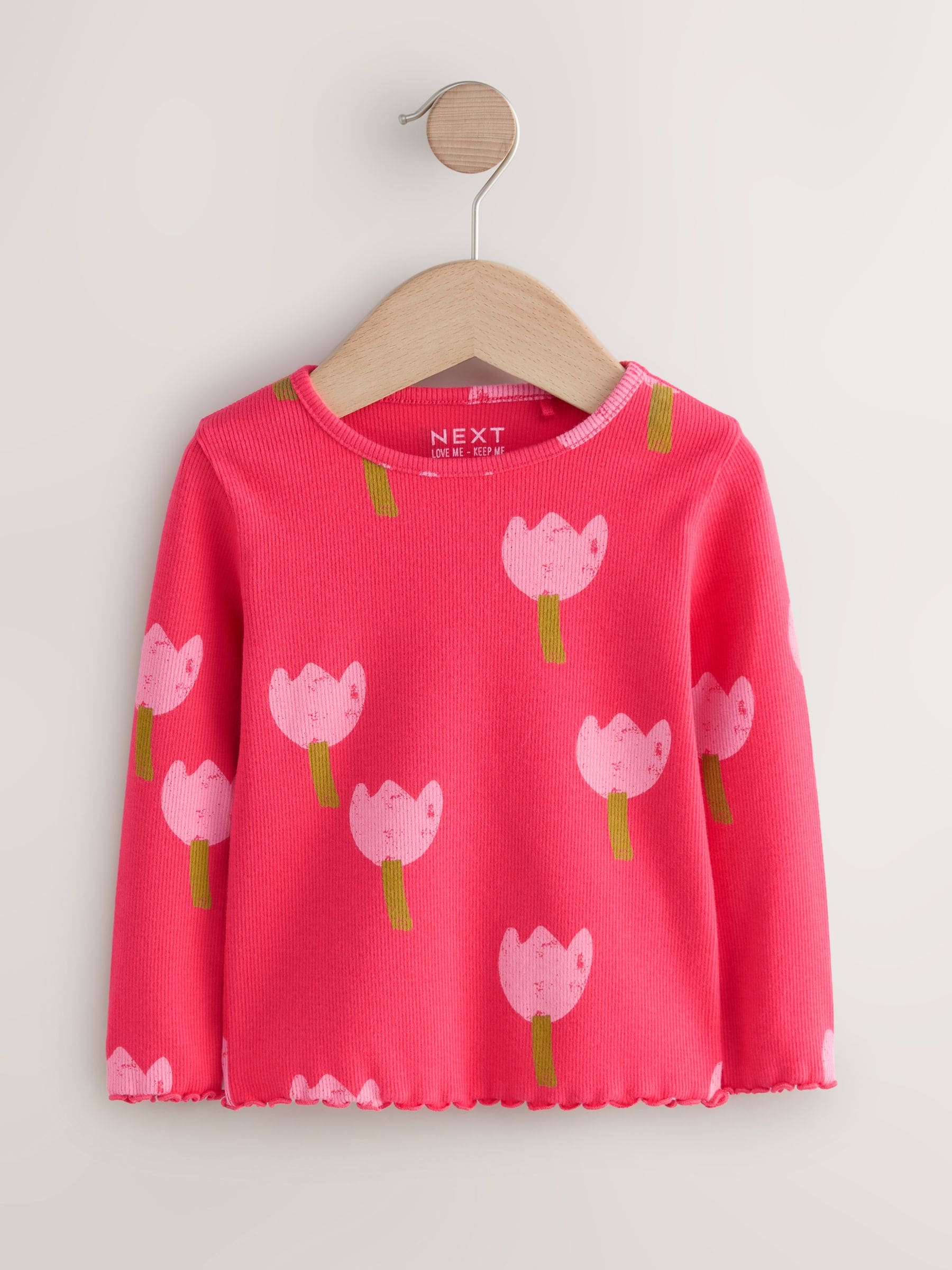 Dsiney Kidz - Pink/Red Flower Rib Long Sleeve T-Shirt (3mths-7yrs) image 4