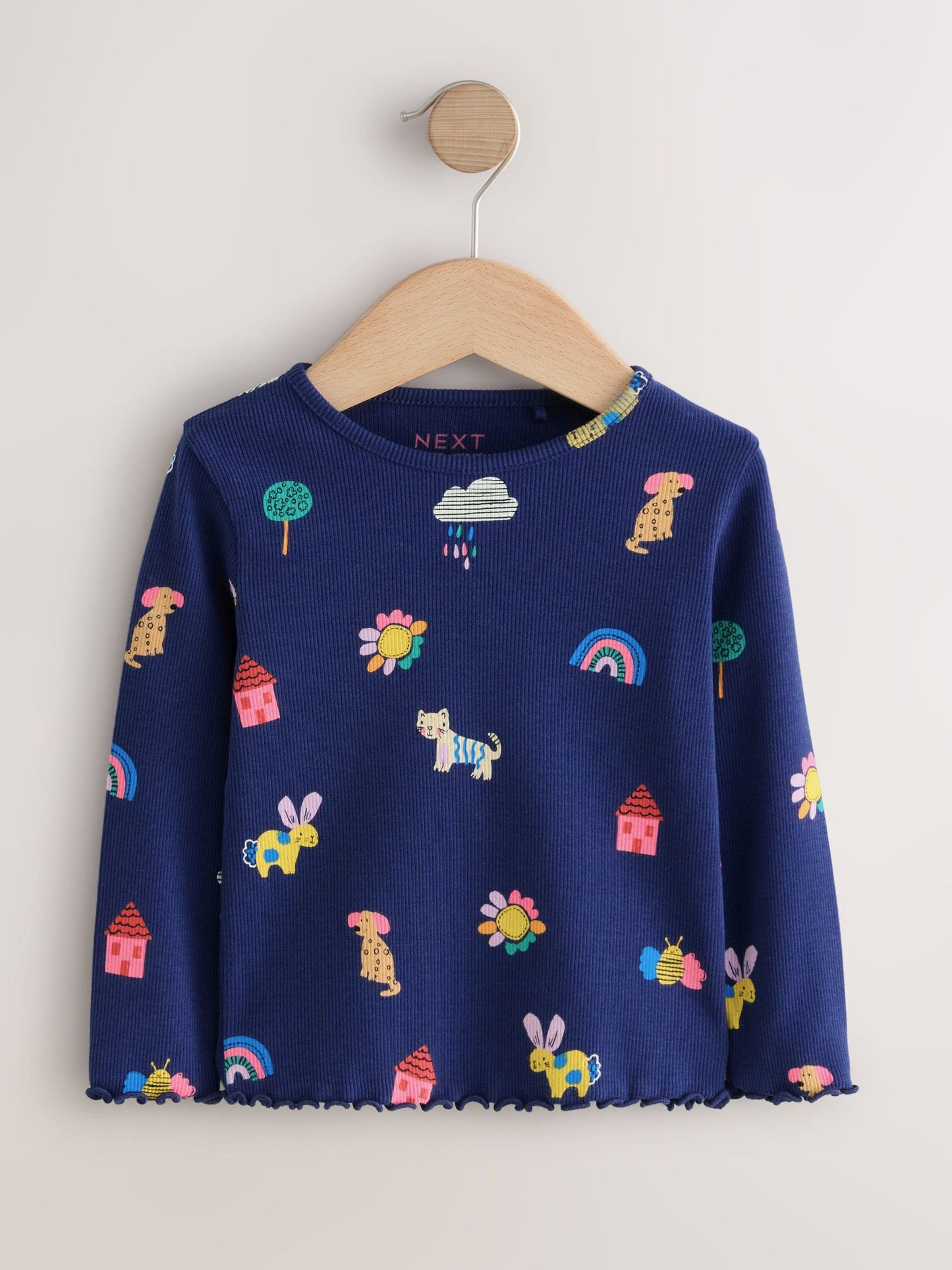 Dsiney Kidz - Navy Cats & Dogs Rib Long Sleeve T-Shirt (3mths-7yrs) image 4