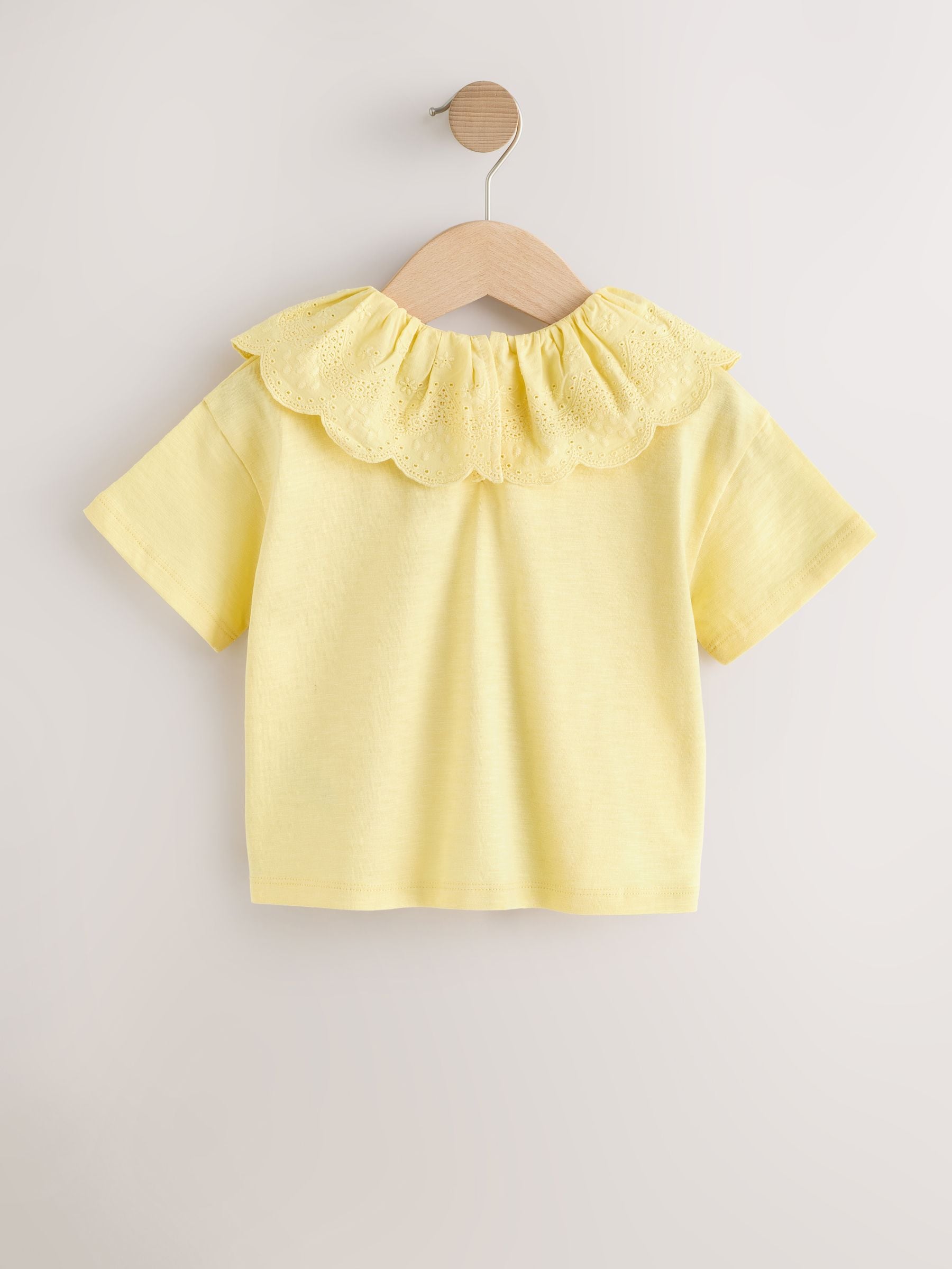 Yellow Short Sleeve Broderie Collar Top (3mths-7yrs) image 6