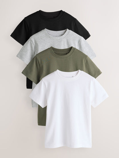 Dsiney Kidz - Black/White/Grey/Khaki Regular Fit Short Sleeves T-Shirts 4 Pack (3-16yrs) image 1