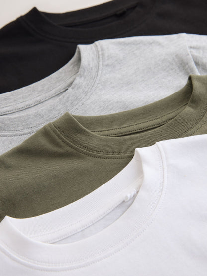 Dsiney Kidz - Black/White/Grey/Khaki Regular Fit Short Sleeves T-Shirts 4 Pack (3-16yrs) image 7