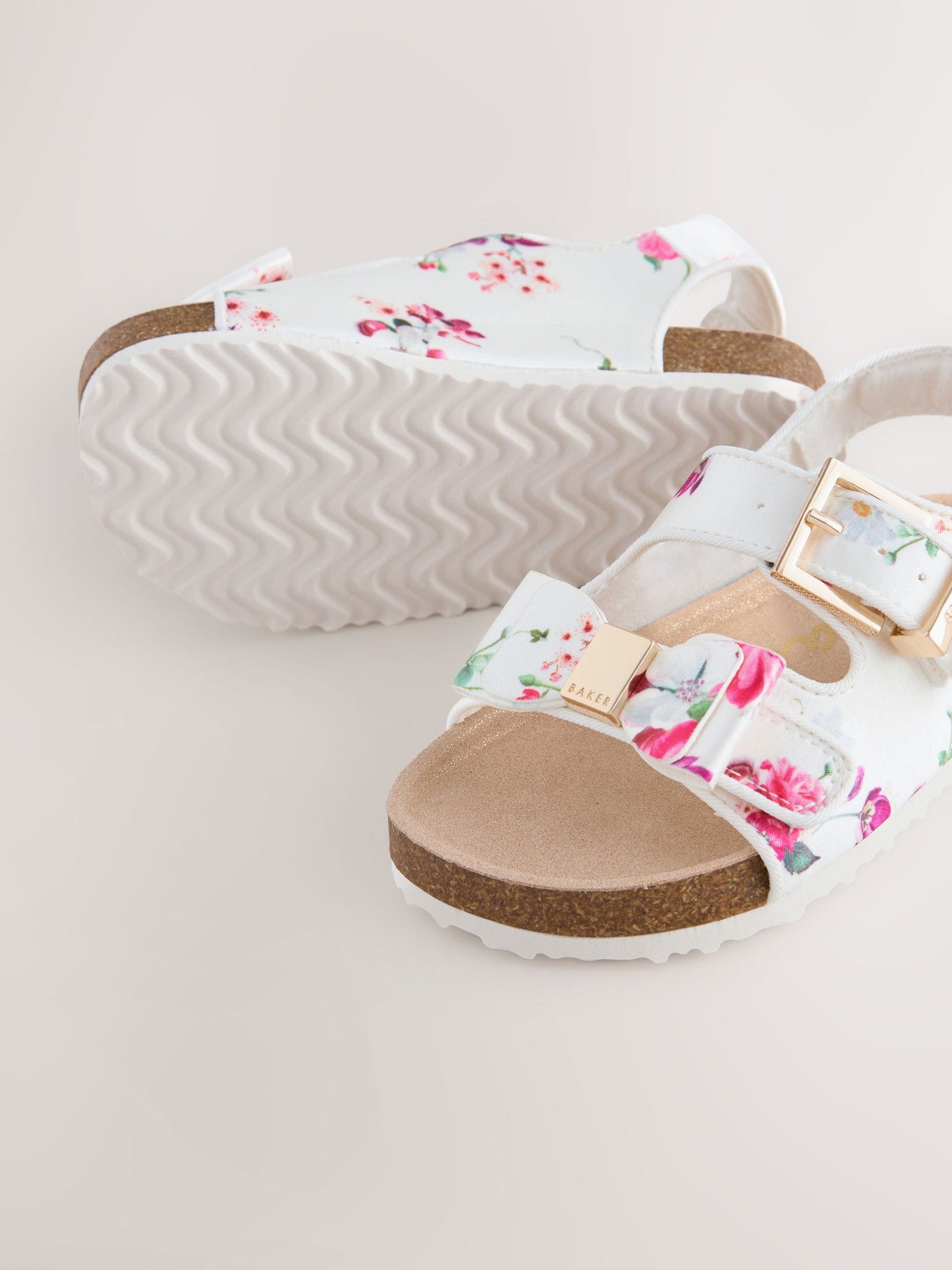 Baker by Ted Baker Natural Raffia Double Buckle Footbed Sandals image 3
