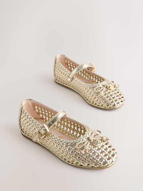 Dsiney Kidz - Baker by Ted Baker Woven Gold Mary Jane Shoes image 1