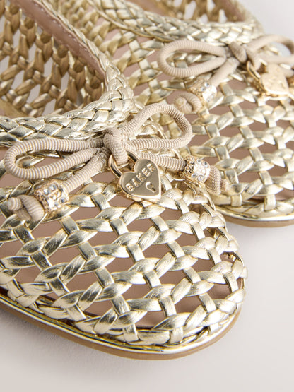 Baker by Ted Baker Woven Gold Mary Jane Shoes image 3