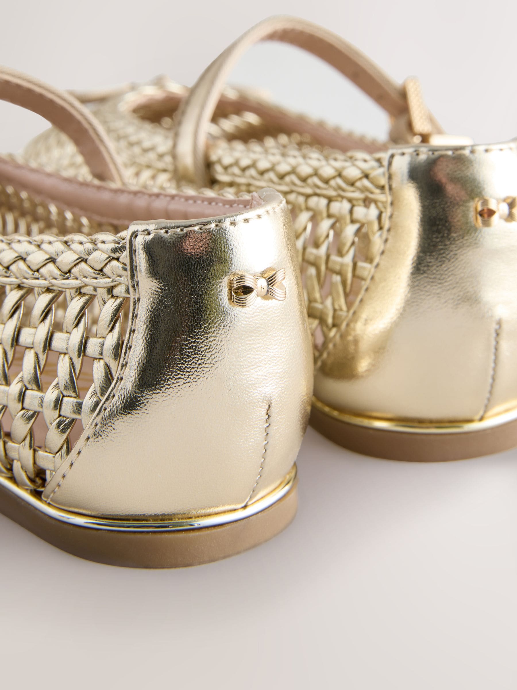 Baker by Ted Baker Woven Gold Mary Jane Shoes image 4
