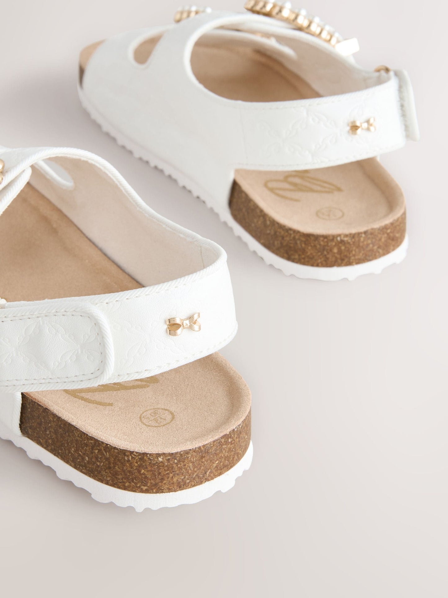 Baker by Ted Baker Double Buckle Pearl Footbed White Embossed Sandals image 3