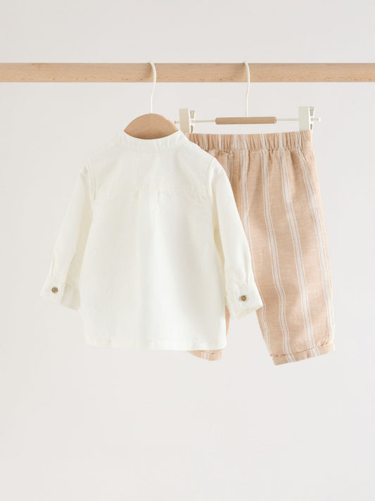 White/Orange Stripe Shirt and Trousers Baby Set (0mths-3yrs) image 2