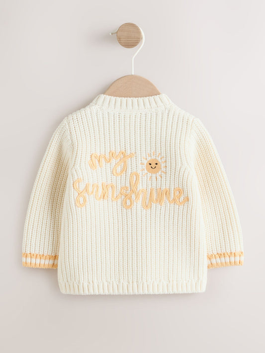 Yellow My Sunshine Knitted Embroidered Baby Cardigan - image 1