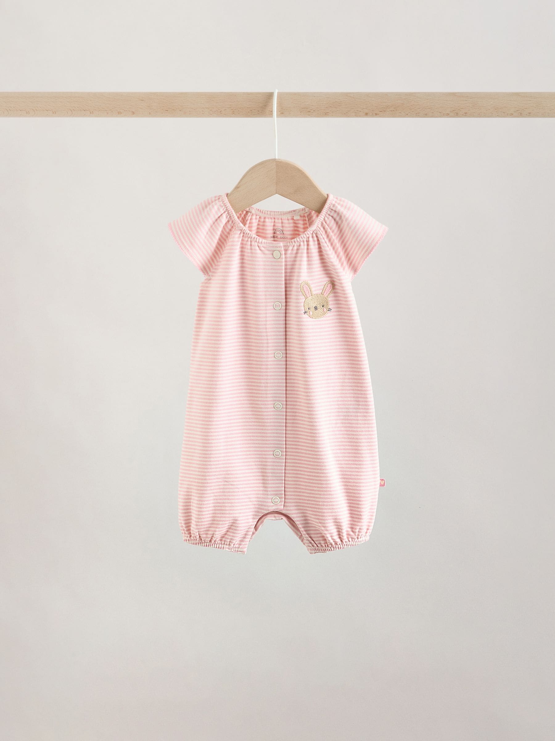 Pink Character All Over Printed Button Through Jersey Baby Rompers 4 Pack image 5