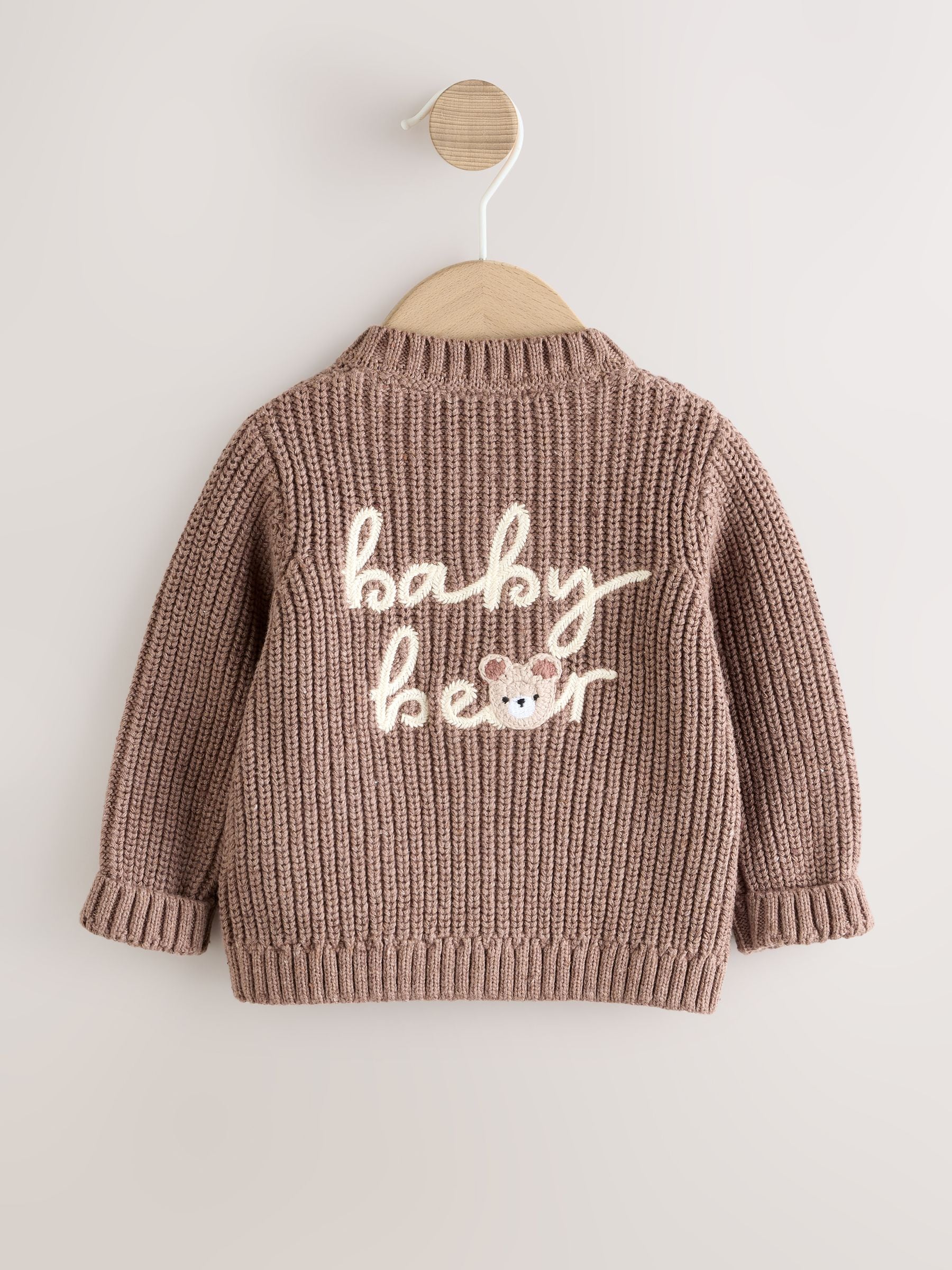 Dsiney Kidz - Brown Baby Bear Knitted Embroidered Baby Cardigan image 1