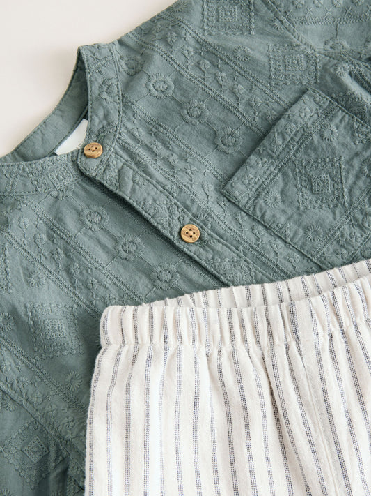 Green Shirt and Trousers Baby Set (0mths-3yrs) image 3
