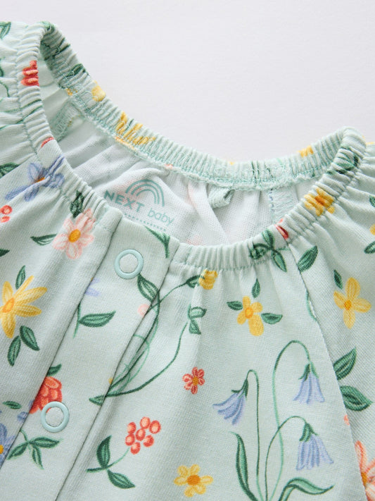 Yellow and Blue Floral Fairy Mouse 4 Pack Jersey Baby Rompers 4 Pack image 3