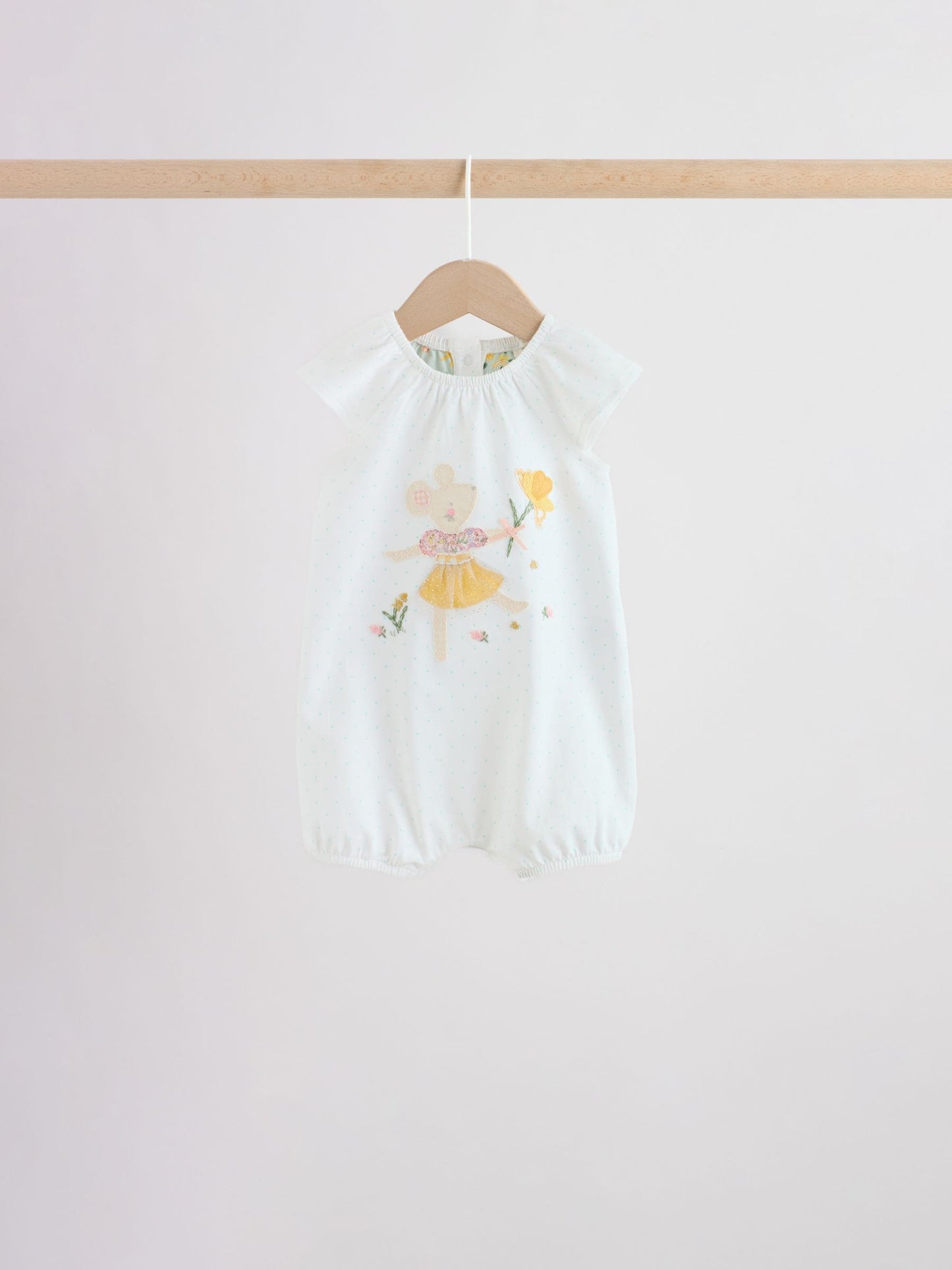 Yellow and Blue Floral Fairy Mouse 4 Pack Jersey Baby Rompers 4 Pack image 2