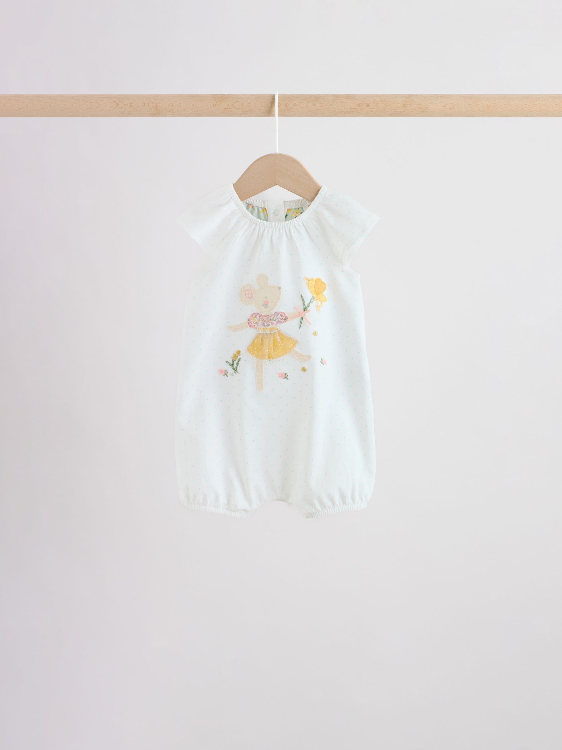 Yellow and Blue Floral Fairy Mouse 4 Pack Jersey Baby Rompers 4 Pack image 2