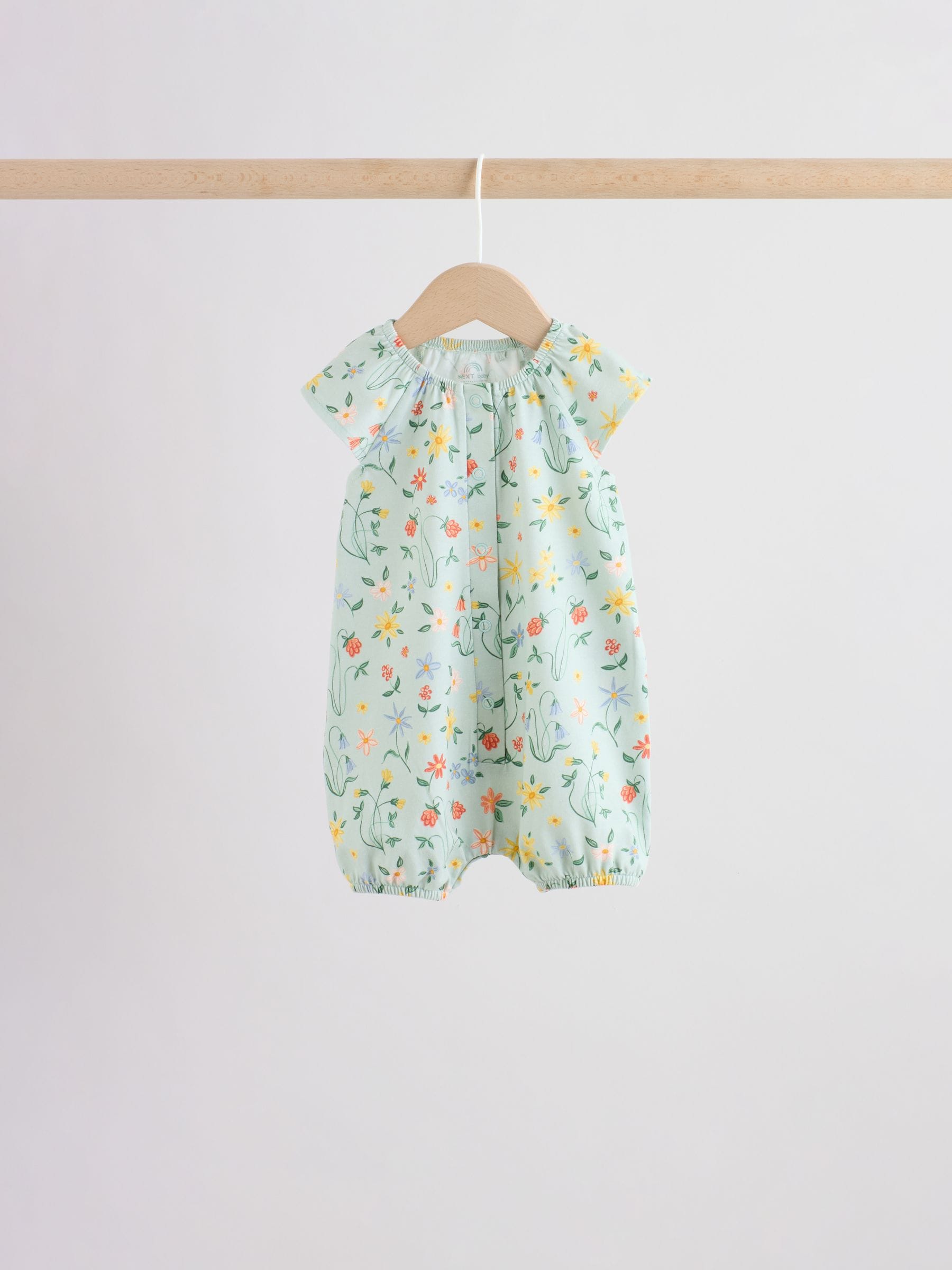 Yellow and Blue Floral Fairy Mouse 4 Pack Jersey Baby Rompers 4 Pack image 3