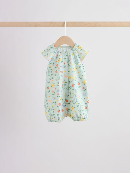 Yellow and Blue Floral Fairy Mouse 4 Pack Jersey Baby Rompers 4 Pack image 3