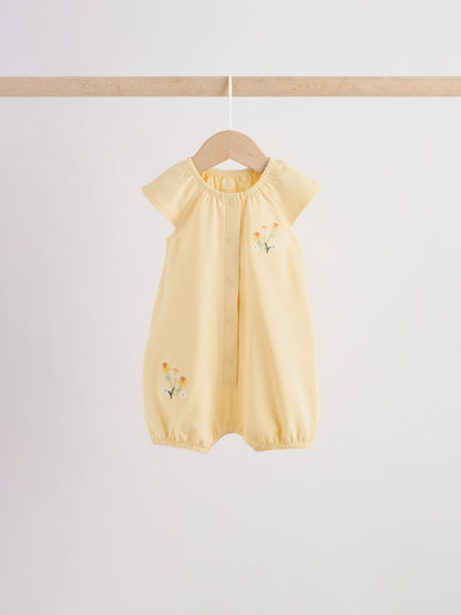 Yellow and Blue Floral Fairy Mouse 4 Pack Jersey Baby Rompers 4 Pack image 4