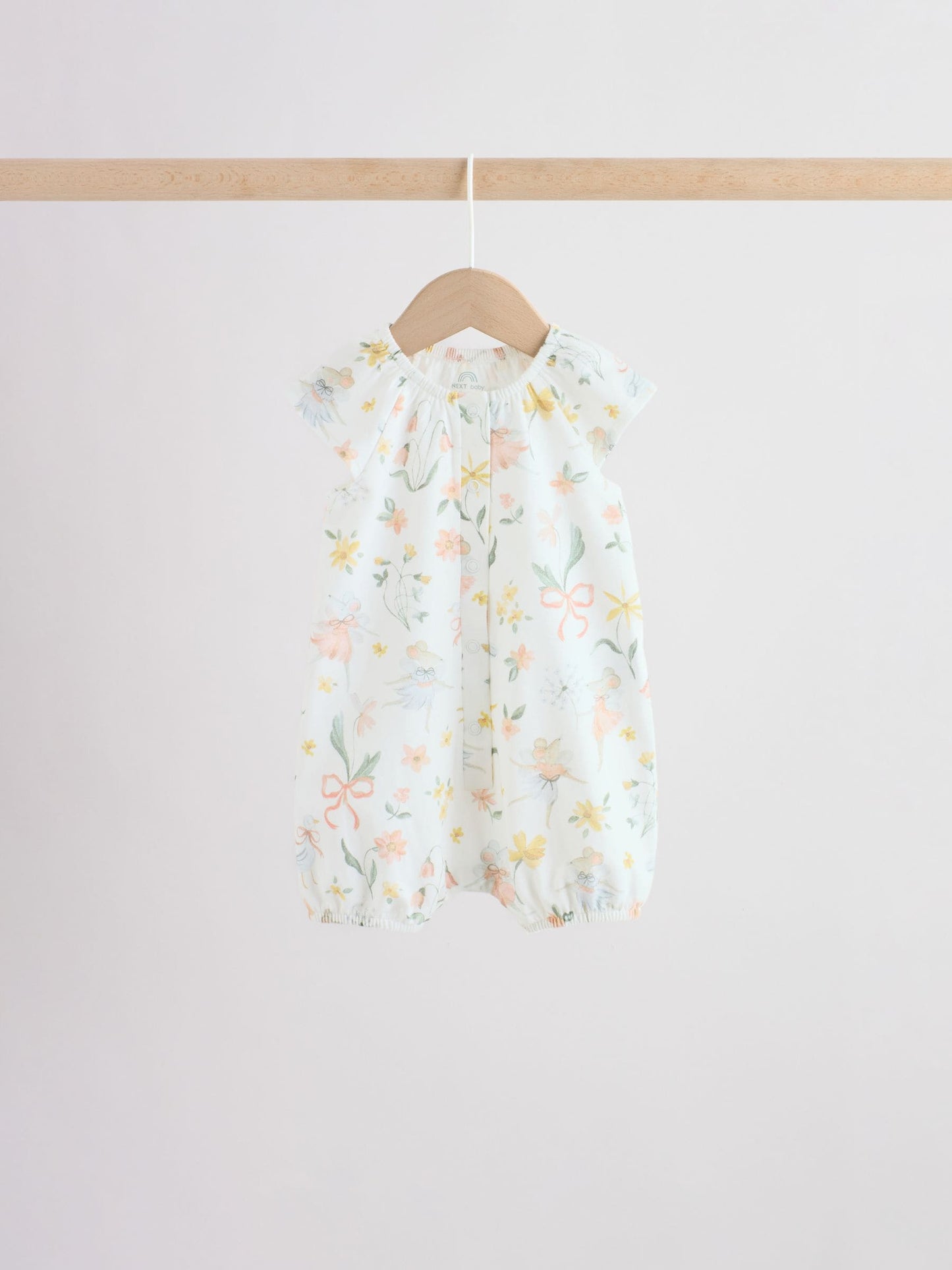 Yellow and Blue Floral Fairy Mouse 4 Pack Jersey Baby Rompers 4 Pack image 5
