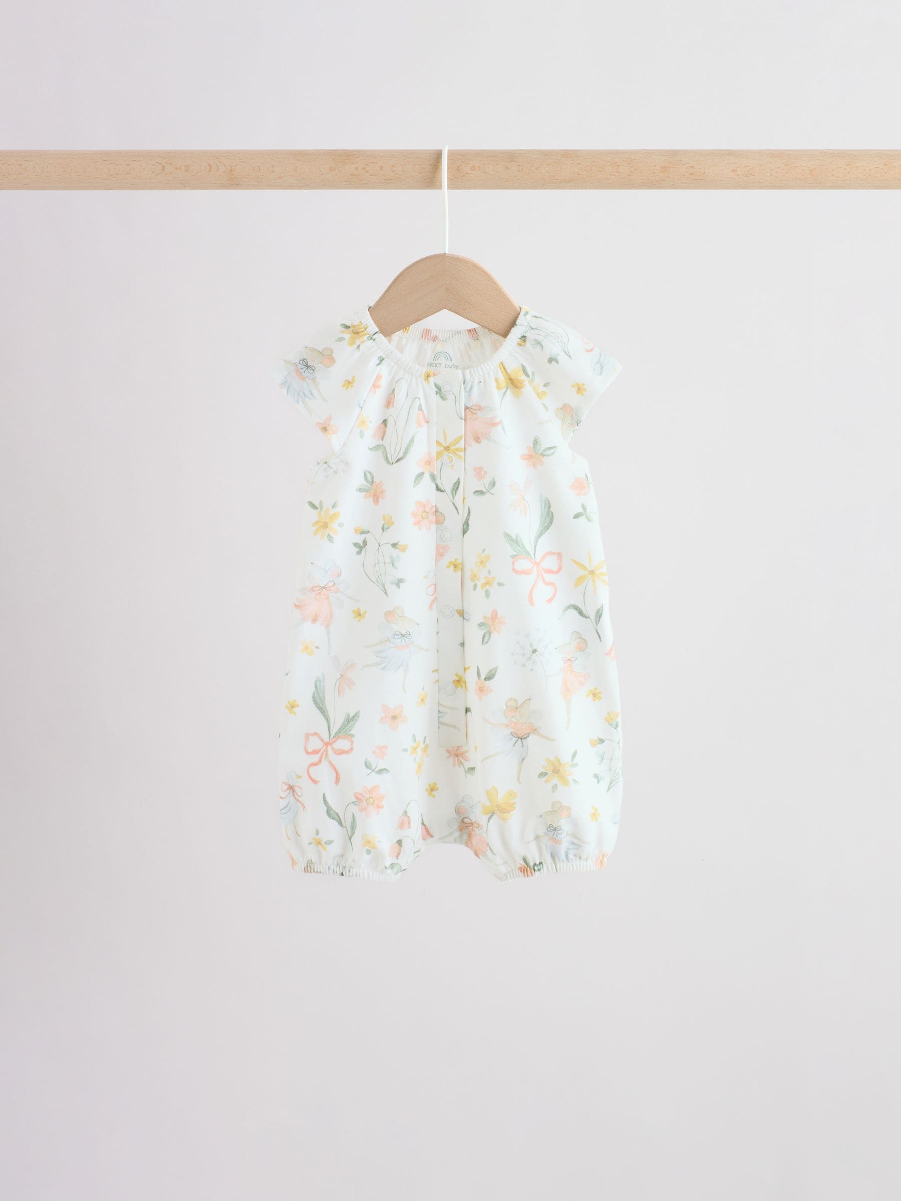 Yellow and Blue Floral Fairy Mouse 4 Pack Jersey Baby Rompers 4 Pack image 5