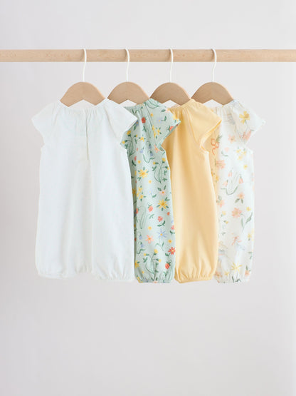 Yellow and Blue Floral Fairy Mouse 4 Pack Jersey Baby Rompers 4 Pack image 6