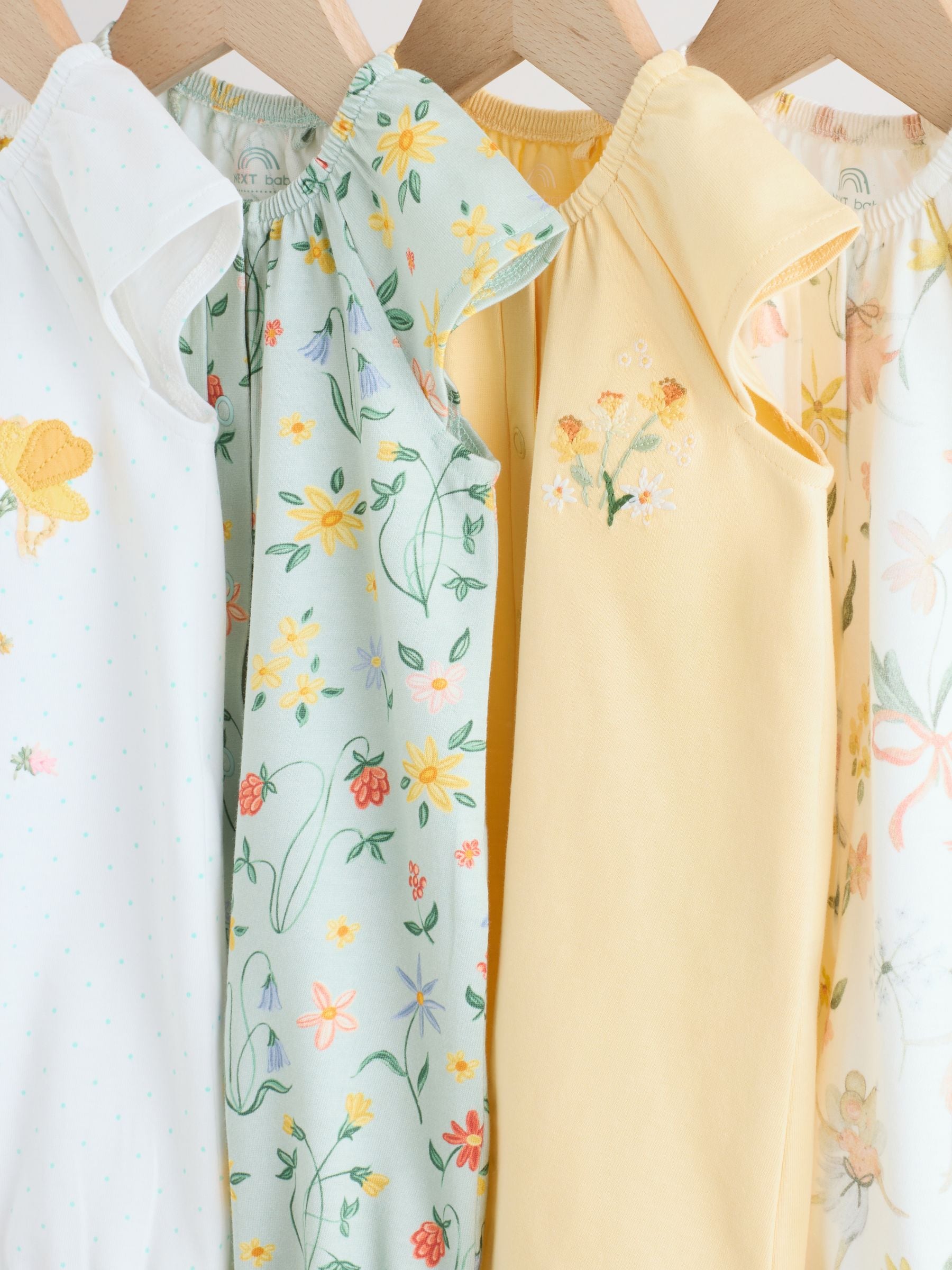 Yellow and Blue Floral Fairy Mouse 4 Pack Jersey Baby Rompers 4 Pack image 8