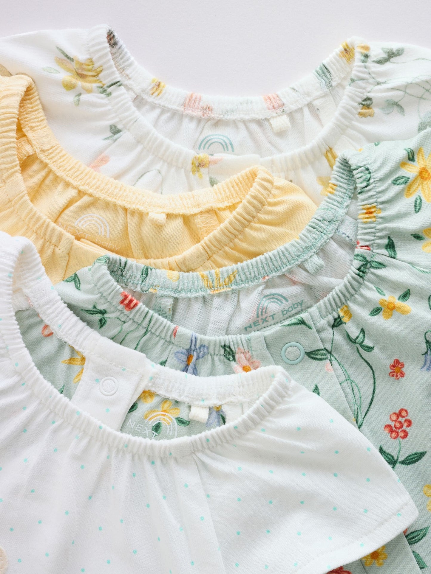 Yellow and Blue Floral Fairy Mouse 4 Pack Jersey Baby Rompers 4 Pack image 9