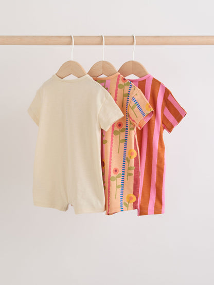 Red Sunbaked Patterened Jersey Baby Rompers 3 Pack image 2