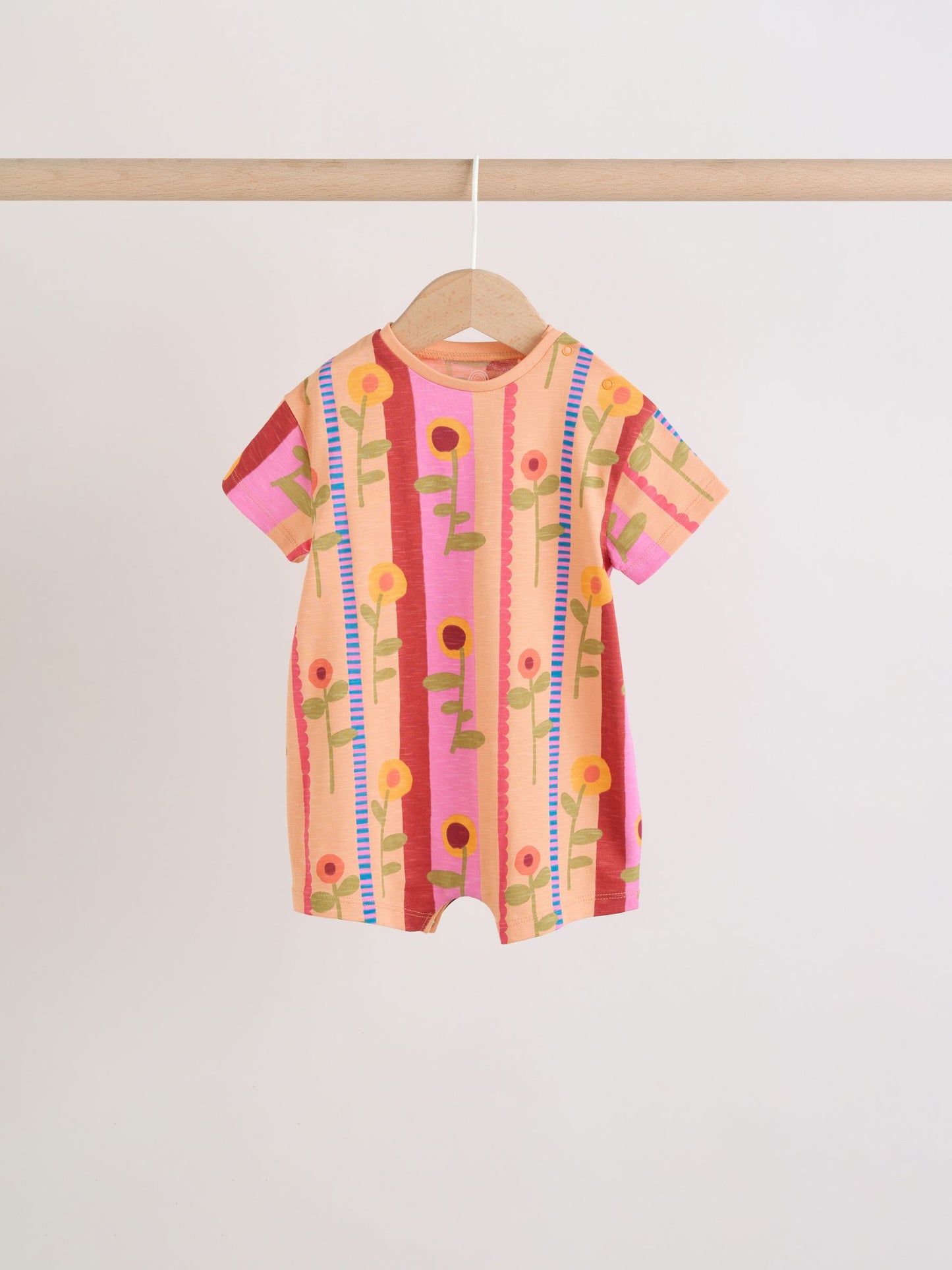 Red Sunbaked Patterened Jersey Baby Rompers 3 Pack image 4