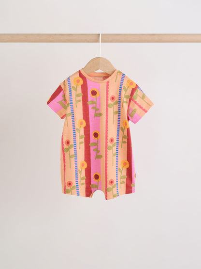 Red Sunbaked Patterened Jersey Baby Rompers 3 Pack image 4