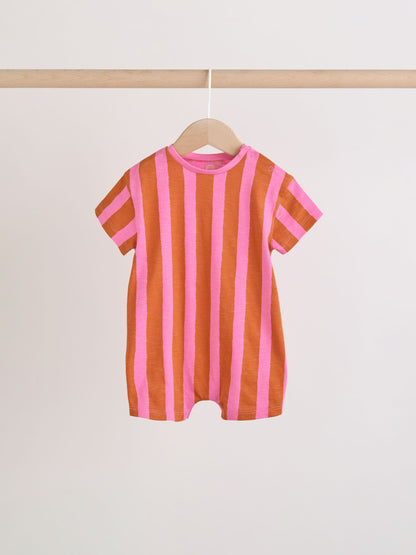 Red Sunbaked Patterened Jersey Baby Rompers 3 Pack image 6