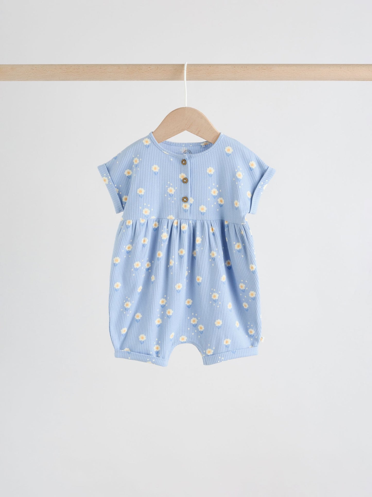 Blue and Lemon Printed Button T Shirt Jersey 3 Pack Baby Rompers image 4
