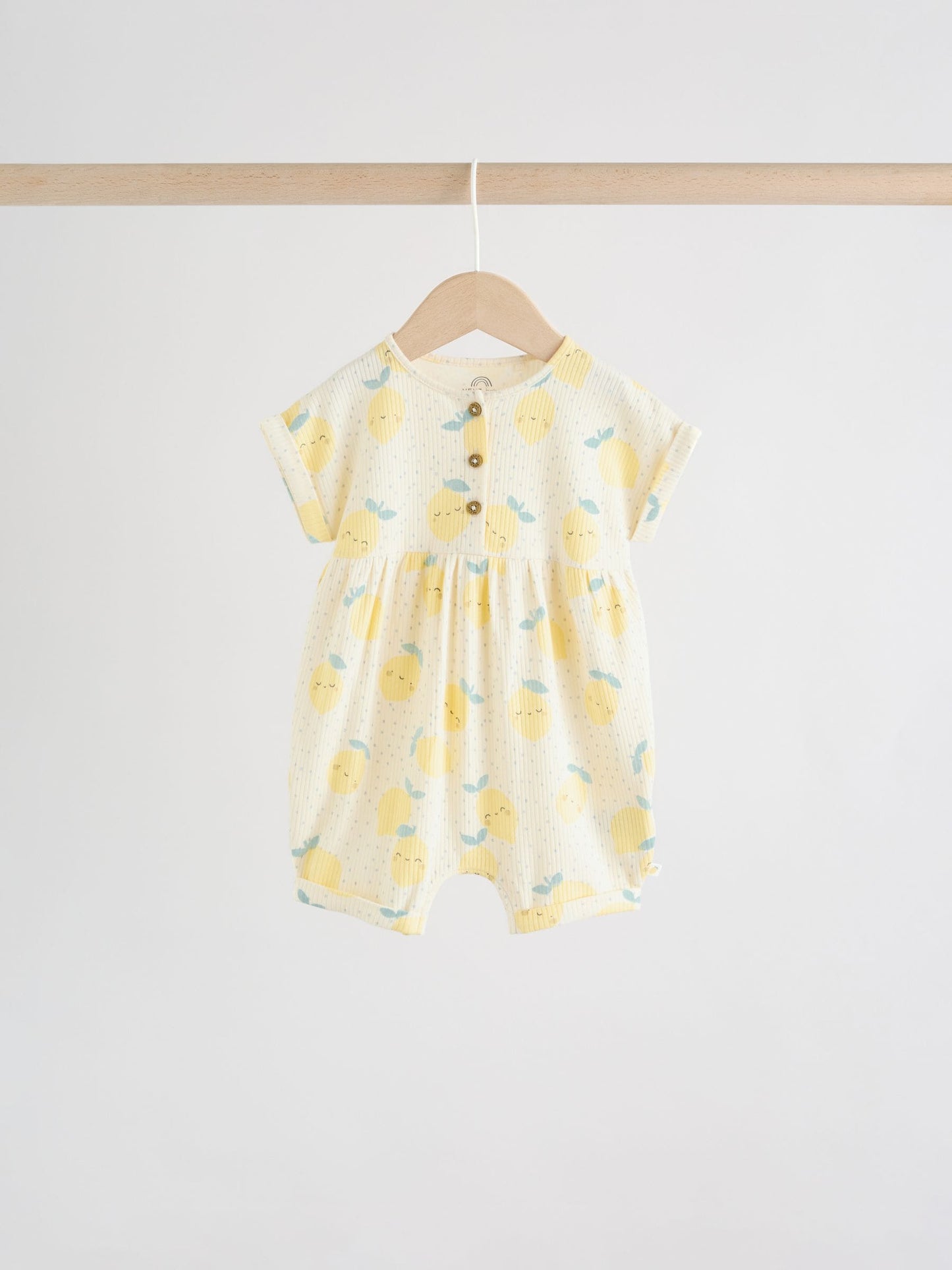 Blue and Lemon Printed Button T Shirt Jersey 3 Pack Baby Rompers image 5