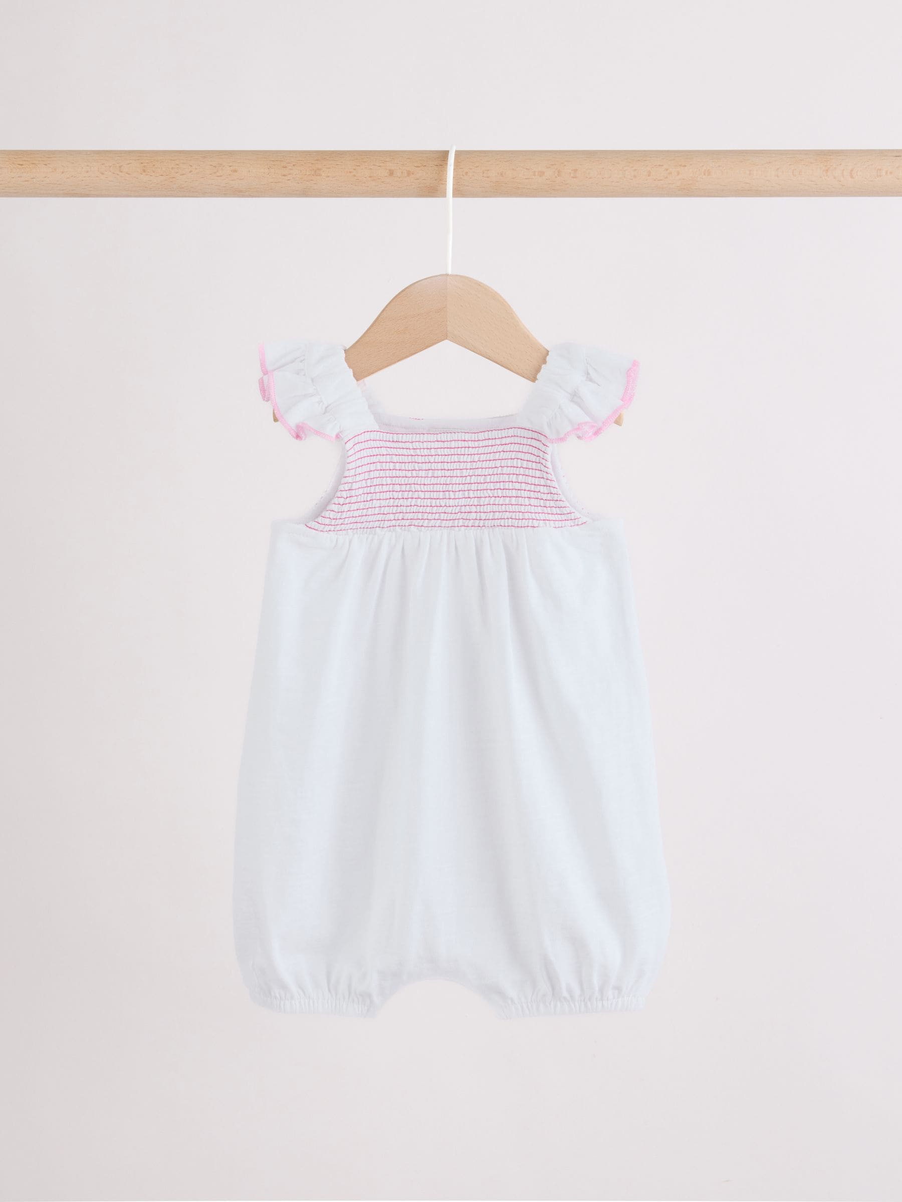 Pink Floral Frill Shoulder Baby Jersey Rompers 2 Pack image 2