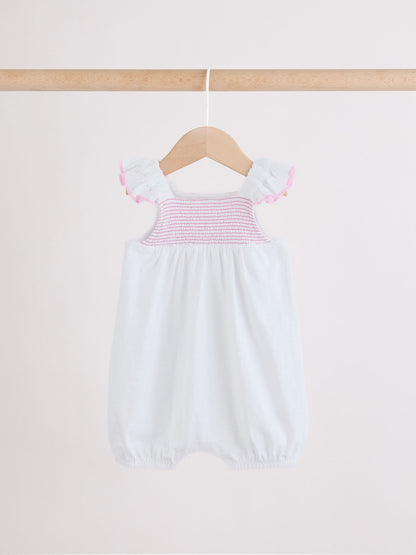 Pink Floral Frill Shoulder Baby Jersey Rompers 2 Pack image 2