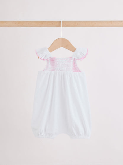 Pink Floral Frill Shoulder Baby Jersey Rompers 2 Pack image 5