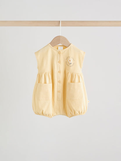 Yellow Floral Button Through Button Through Baby Rompers 3 Pack image 2