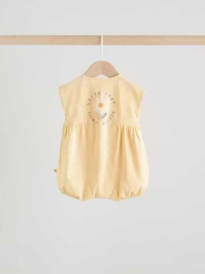 Yellow Floral Button Through Button Through Baby Rompers 3 Pack image 6