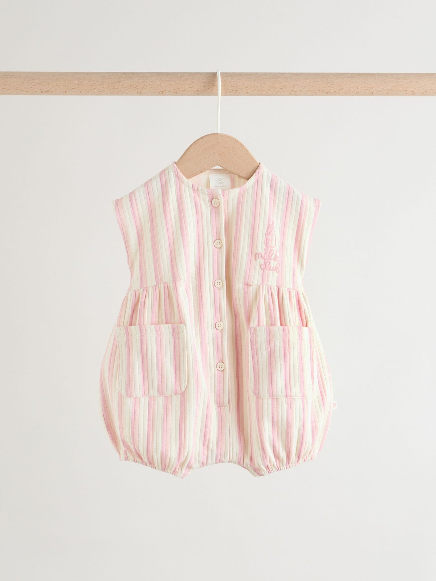 Pink Milk Club Button Through Baby Rompers 3 Pack image 3