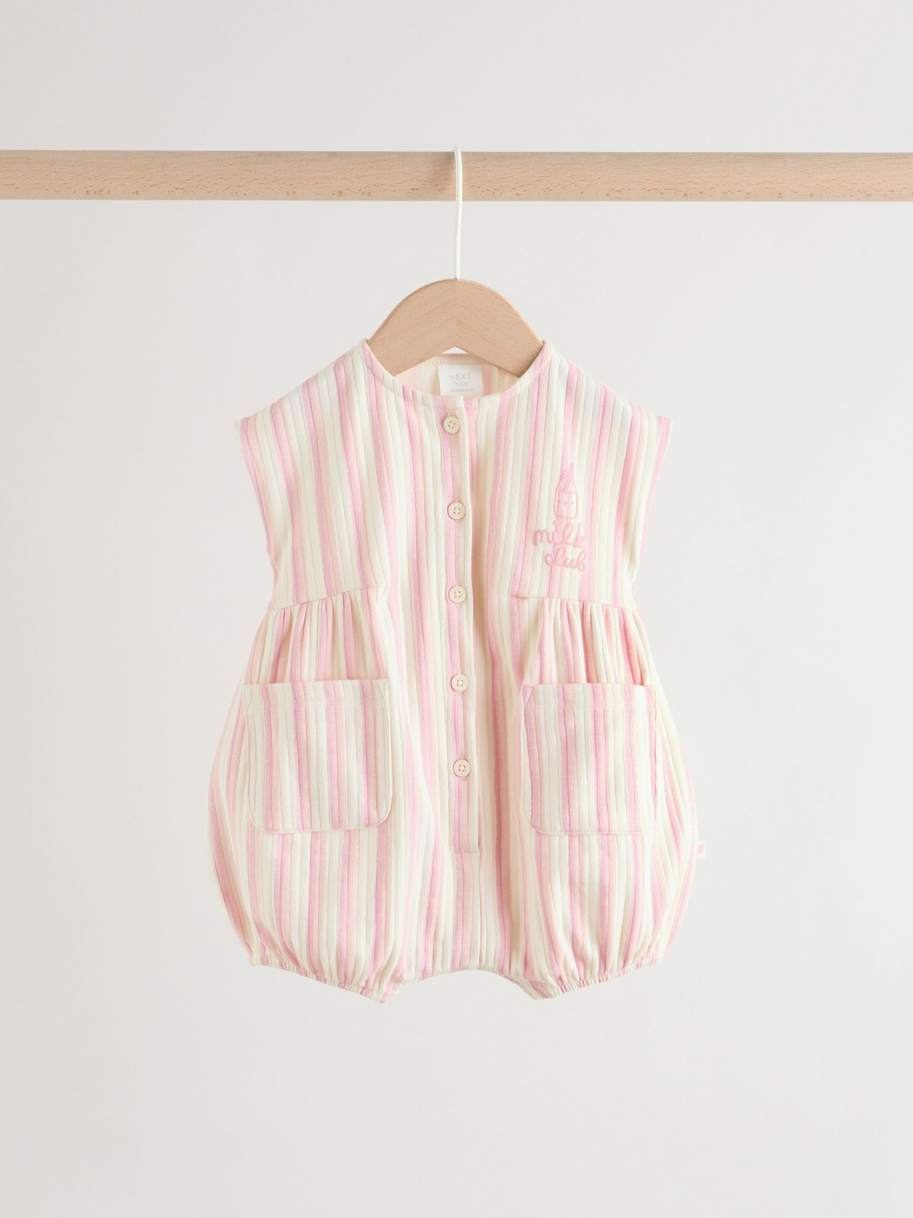 Pink Milk Club Button Through Baby Rompers 3 Pack image 3