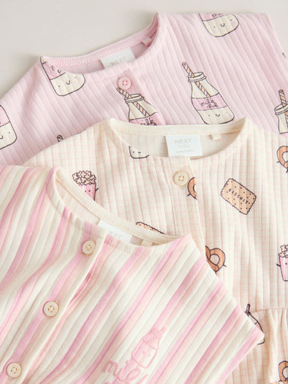 Pink Milk Club Button Through Baby Rompers 3 Pack image 8