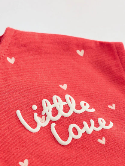 Red Heart Printed Button Through 3 Pack Baby Rompers